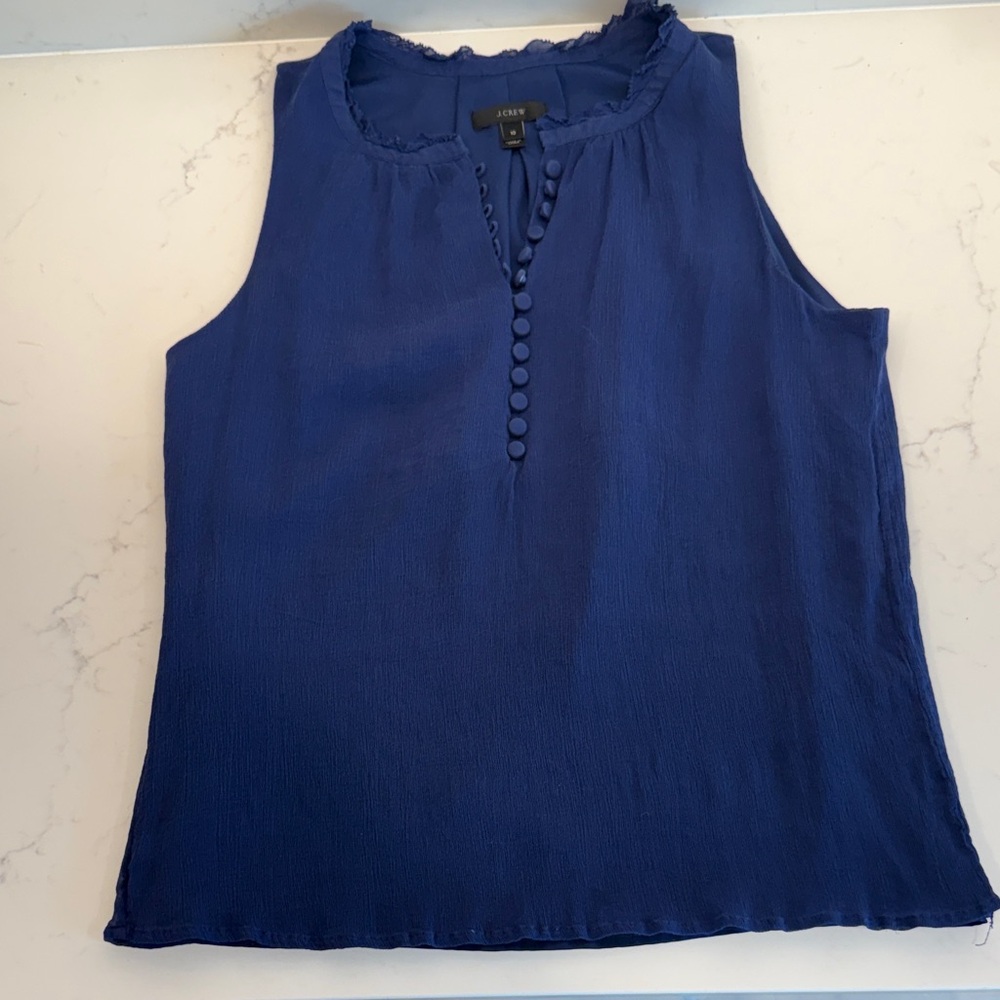 J. Crew Women's Navy 100% Silk Sleeveless Blouse